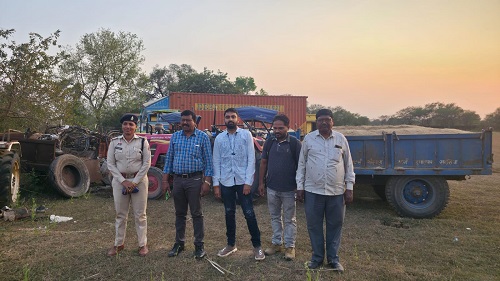 रेत के अवैध परिवहन कर रहे वाहनों पर कार्यवाही