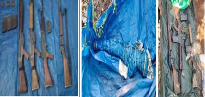 नक्सलियों द्वारा छिपाकर रखे गए ऑटोमेटिक हथियार बरामद… एसएलआर, इंसास, 12 बोर