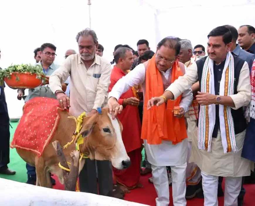 मुख्यमंत्री विष्णु देव साय ने 11 जिलों में 29 गौधाम का किया शुभारंभ