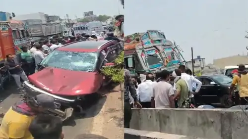 भांठागांव फ्लाईओवर पर ट्रक और कार में जोरदार टक्कर, कोई हताहत नहीं