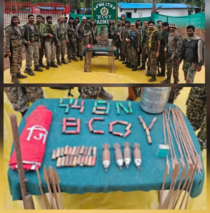 नक्सली डंप से हथियार व विस्फोटक सामग्री बरामद
