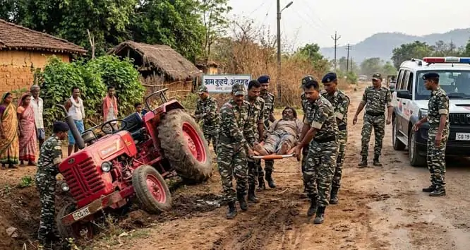 ट्रैक्टर के नीचे दबे चालक को जवानों ने अस्पताल पहुंचाया