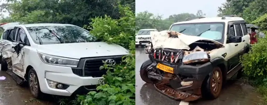 वन मंत्री के काफिले का एक्सीडेंट,4 जवान घायल