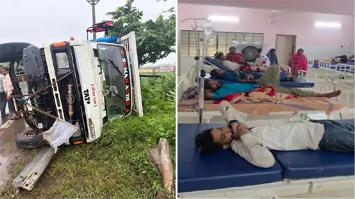 गिरौदपुरी धाम जा रहे श्रद्धालुओं से भरी माजदा पलटी, महिला-बच्चों समेत 27 घायल